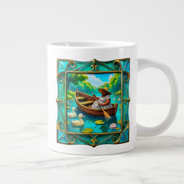 Caneca De Café Grande Senhora Remando Tranquilidade (Direita)