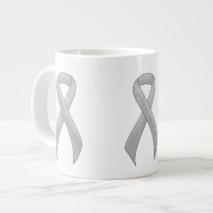 Caneca De Café Grande Sensibilização para suporte de fita prateada