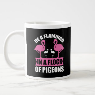 Caneca De Café Grande Ser Flamingo Num Bando De Pombos-18716
