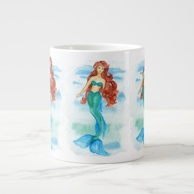 Caneca De Café Grande Sereia de Aquarela (Frente)