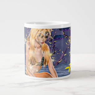 Caneca De Café Grande Sereia Dourada