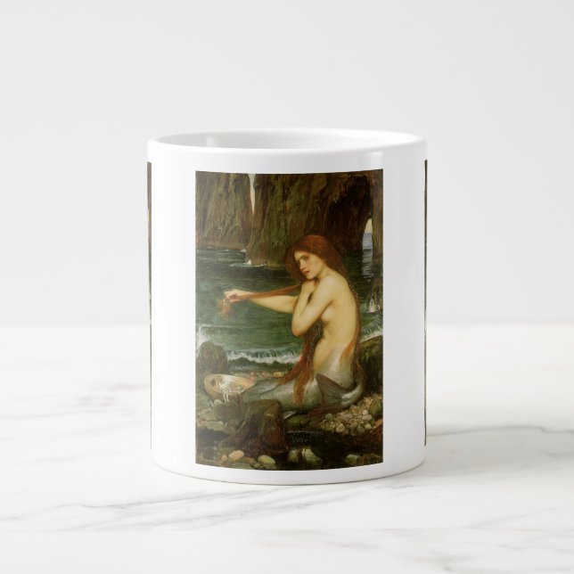 Caneca De Café Grande Sereia por John William Waterhouse (Frente)