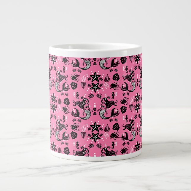 Caneca De Café Grande Sereia Rosa para Crianças (Frente)