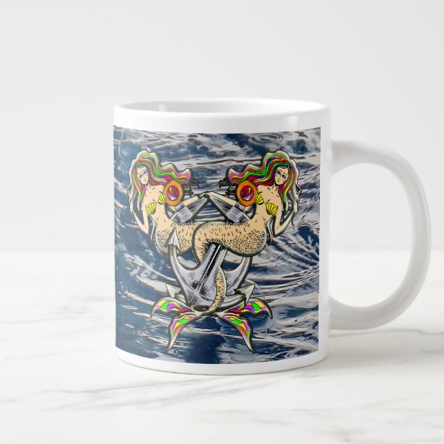 Caneca De Café Grande Sereias Ligadas - Design náutico para Pavimentos d (Direita)