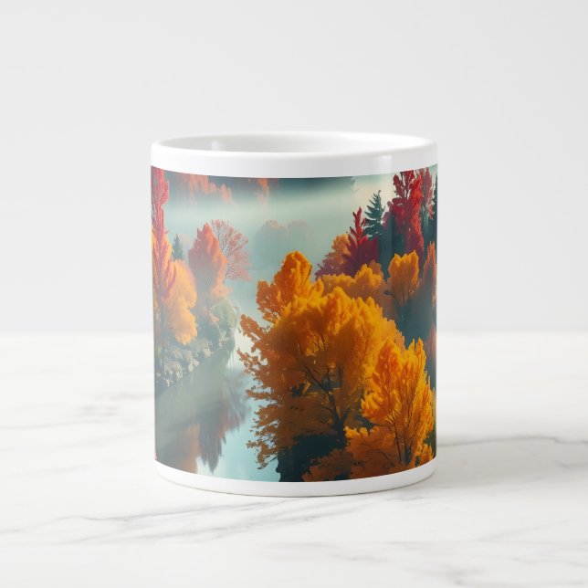 Caneca De Café Grande Serene River Shore Reflection Nature Art (Frente)