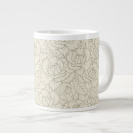 Caneca De Café Grande Serene Sage Green | Vintage Blossom Rosas