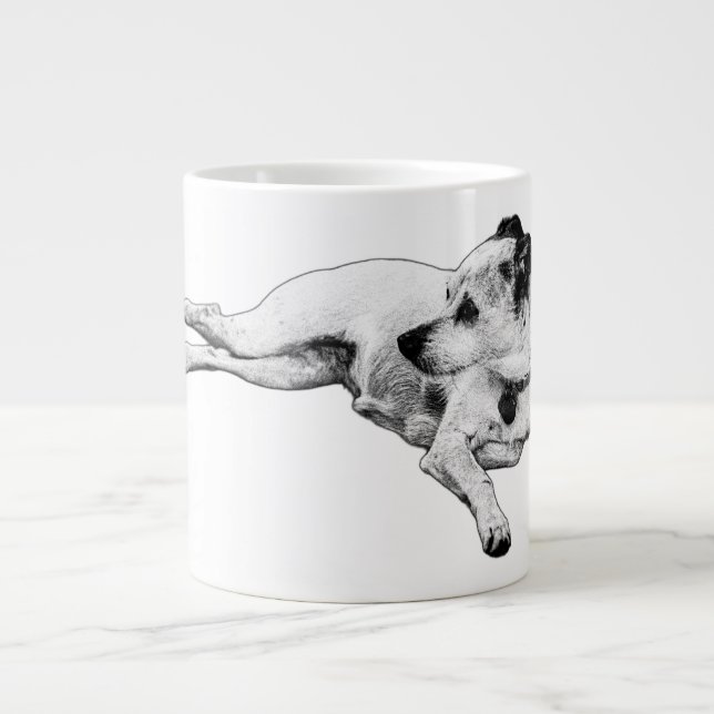 Caneca De Café Grande Serene Terrier Moment (Frente)