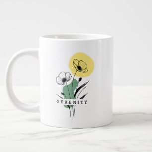 Caneca De Café Grande Serenidade Floral Do Café Line Art Eid
