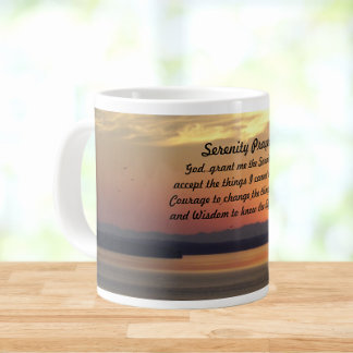 Caneca De Café Grande Serenity Prayer Orange Seascape Sunset