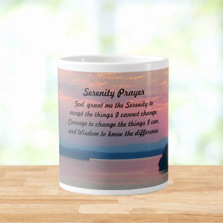 Caneca De Café Grande Serenity Prayer Pink Seascape Sunset