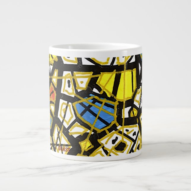 Caneca De Café Grande Série GGAST Dourada - Elegante Porcelain Mug (Frente)