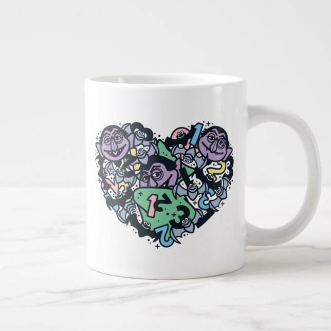 Caneca De Café Grande Sésamo Sésamo | Conde von Count Doodle Heart (Direita)