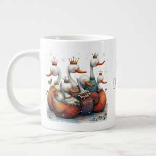 Caneca De Café Grande Sete Cisnes Nadando Caprichosos 12 Dias de Natal