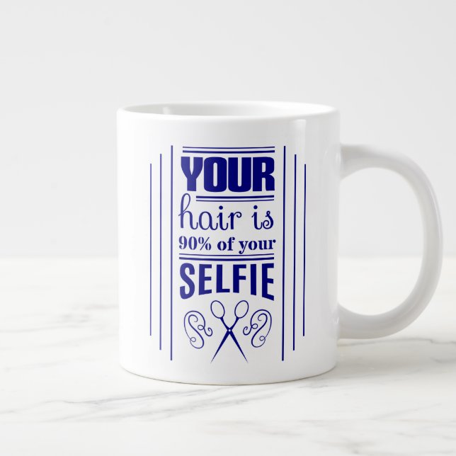 Caneca De Café Grande Seu Cabelo É 90% De Sua Selfie (Direita)