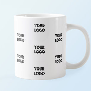 Caneca De Café Grande Seu Logotipo Simples Logotipo Repetitivo Branco
