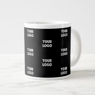Caneca De Café Grande Seu Logotipo Simples Logotipo Repetitivo Preto