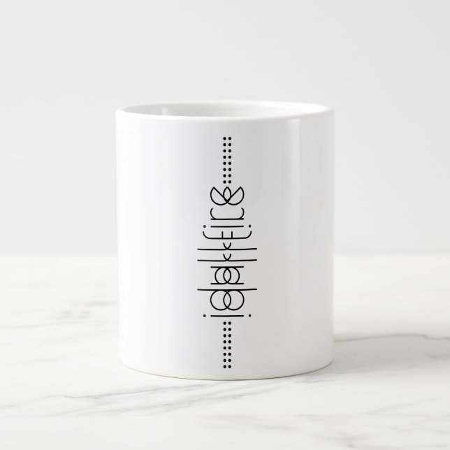 Caneca De Café Grande Seu nome como Alienígena Glifos - Branco exclusivo (Frente)