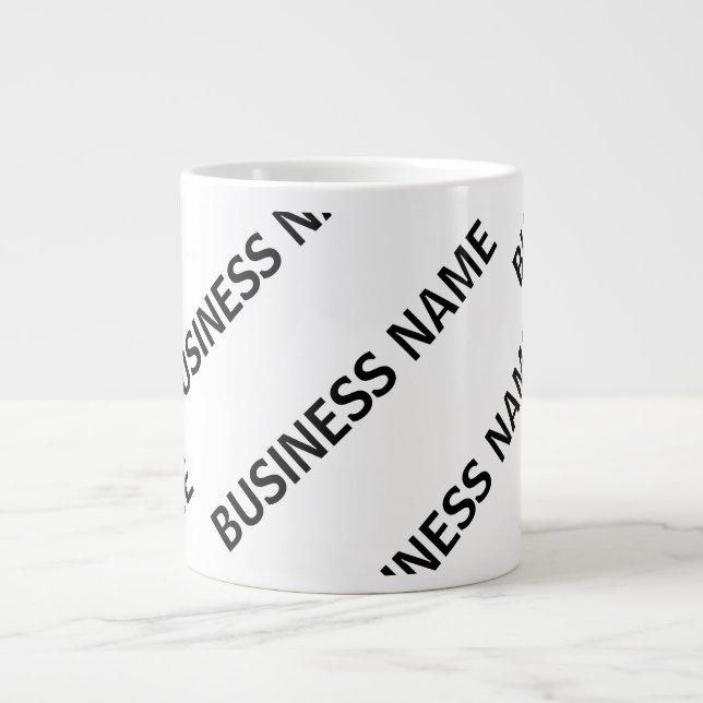 Caneca De Café Grande Seu Padrão de Nome de Empresa | Preto e branco (Frente)