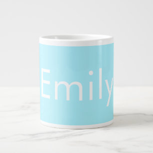 Caneca De Café Grande Seu Próprio Nome ou Palavra Azul Céu Suave