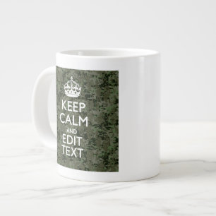 Caneca De Café Grande Seu próprio texto Camo digital Woodland mantenha-s