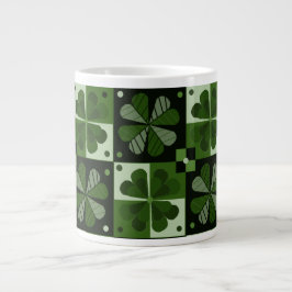 Caneca De Café Grande Shamrock Checkerboard Pattern Mug