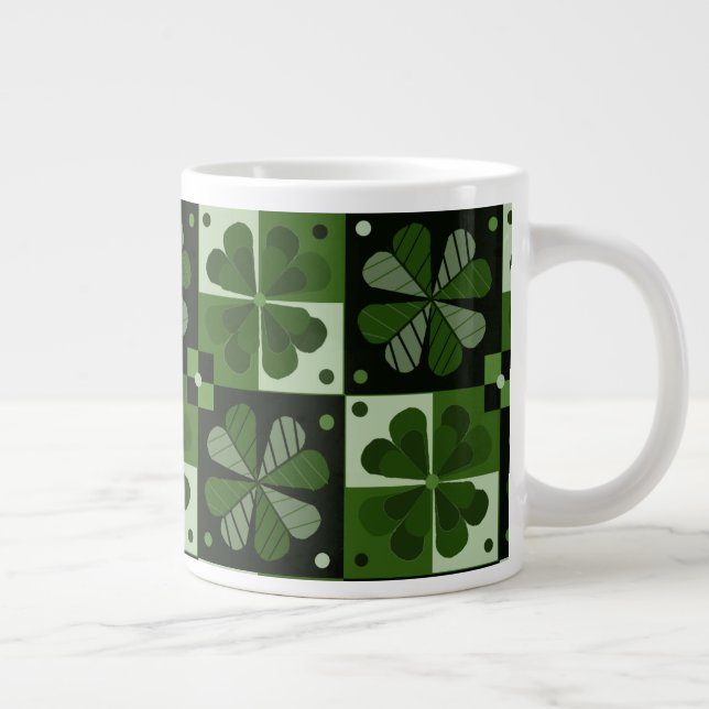 Caneca De Café Grande Shamrock Checkerboard Pattern Mug (Direita)