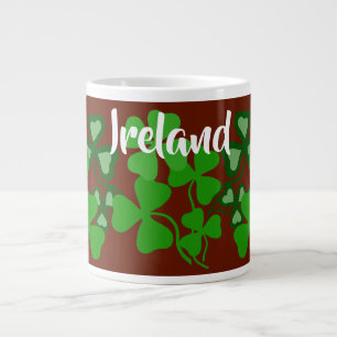 Caneca De Café Grande Shamrock irlandês, vermelho, Irlanda, 4 trevo foli