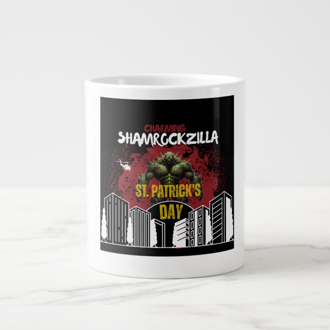 Caneca De Café Grande Shamrockzilla: St. Patrick’s Day Kaiju Monster (Frente)