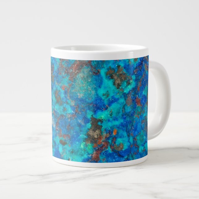 Caneca De Café Grande Shattuckite com padrão azul (Frente Esquerda)