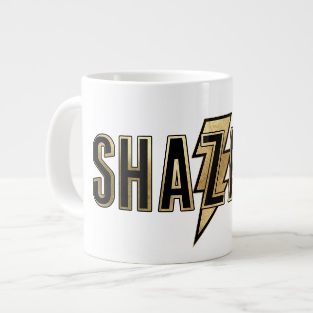 Caneca De Café Grande SHAZAM! | Logotipo Dourado (Frente Esquerda)