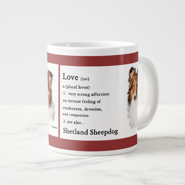 Caneca De Café Grande Sheltie Art Love Is (Frente Esquerda)