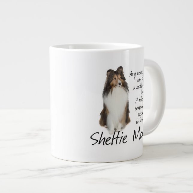 Caneca De Café Grande Sheltie Mãe Jumbo Mug (Frente Esquerda)