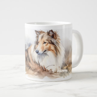 Caneca De Café Grande Sheltie Watercolor