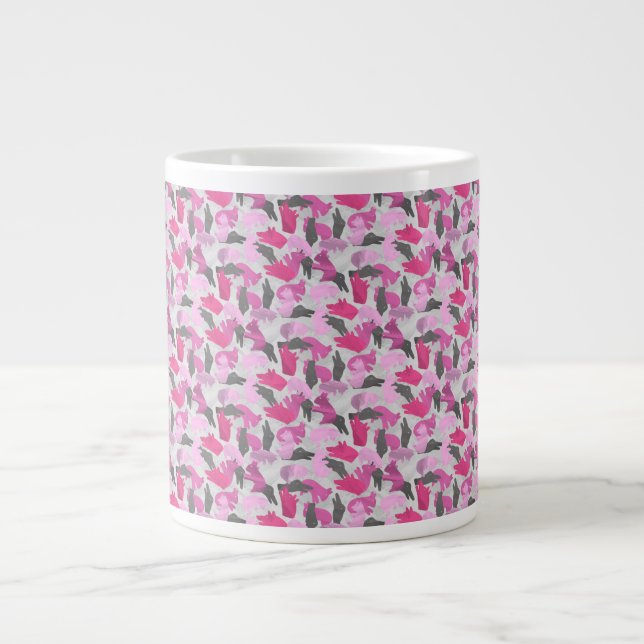 Caneca De Café Grande Silhouette Animal Camouflage - Rosa (Frente)