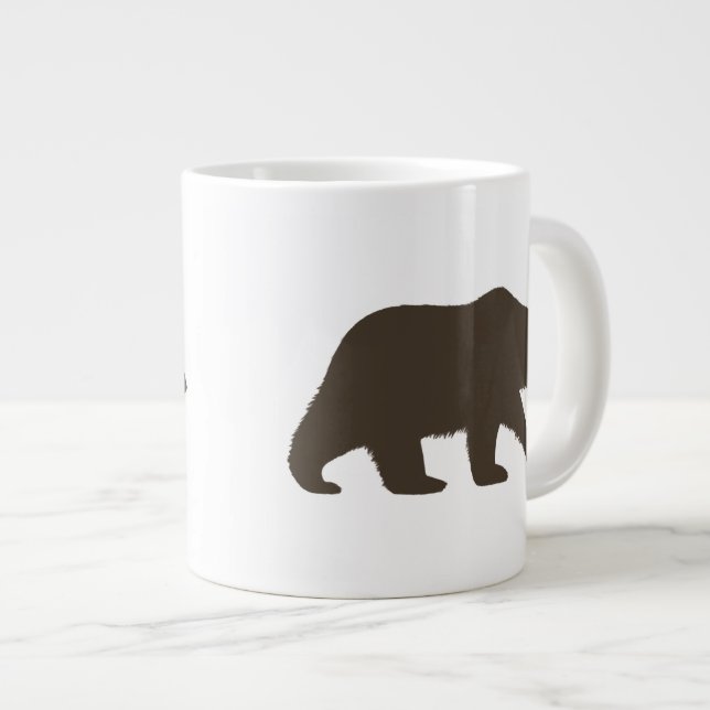 Caneca De Café Grande Silhouette do Urso Grizzly | Animais selvagens (Frente Esquerda)