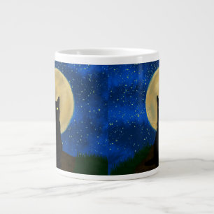 Caneca De Café Grande Silhouette Moonlit Black Cat Halloween