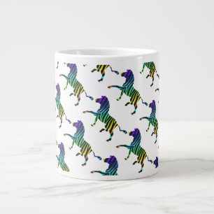 Caneca De Café Grande Silhouette Zebra Black e Rainbow