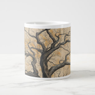 Caneca De Café Grande Silhueta de Árvore de Outono Mal-humorada Arte Vin