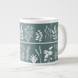 Caneca De Café Grande Silhueta de planta botânica minimalista defumada e