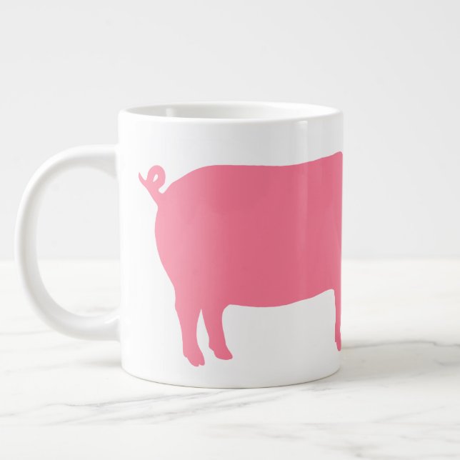 Caneca De Café Grande Silhueta de porco rosa | Fazenda Divertida (Esquerda)