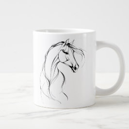 Caneca De Café Grande Silhueta Elegante de Contorno de Cavalos