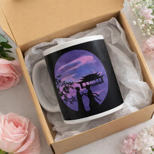 Caneca De Café Grande Silhueta Romântica Arte de História de Amor sob Lu