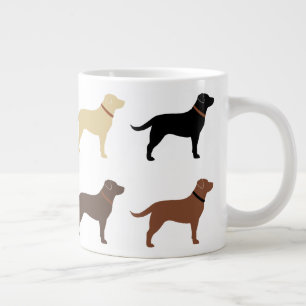Caneca De Café Grande Silhuetas de Cães Labrador Retriever Labs