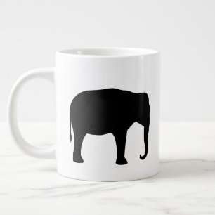 Caneca De Café Grande Silhuetas de Elefante Asiático   Animais Selvagens