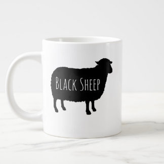 Caneca De Café Grande Silhuettes Ovinos Pretos com Texto Personalizado
