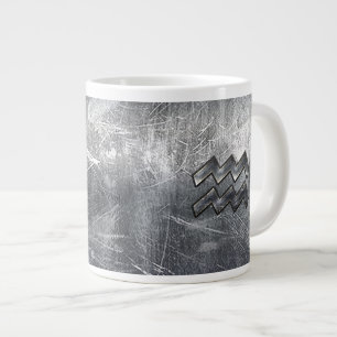 Caneca De Café Grande Símbolo Aquário Grunge Prateado