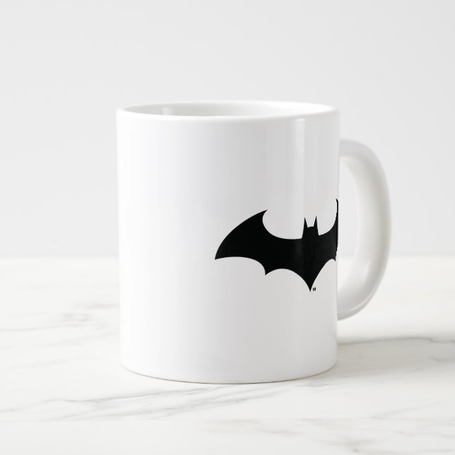 Caneca De Café Grande Símbolo Batman | Logotipo Silhuette Bat Simples (Frente Esquerda)