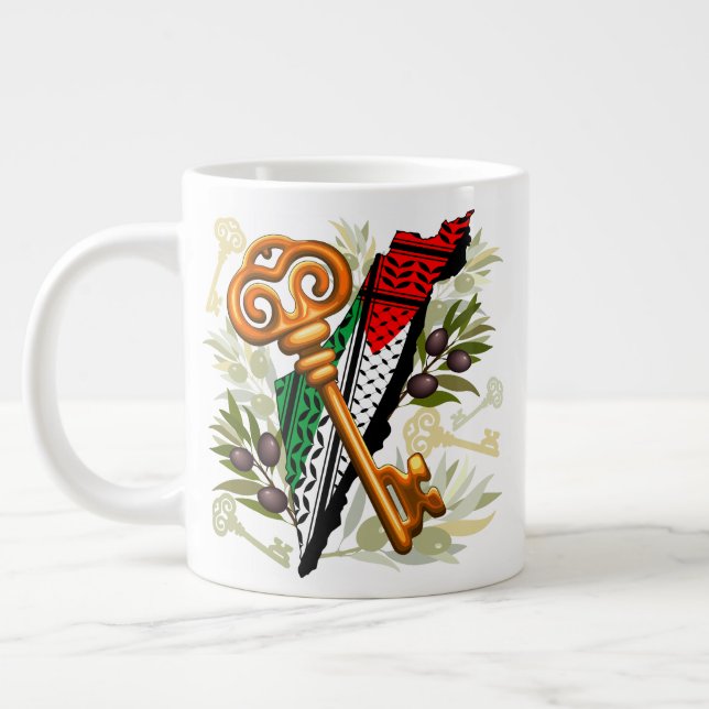 Caneca De Café Grande Símbolo chave palestino do direito de retorno (Esquerda)