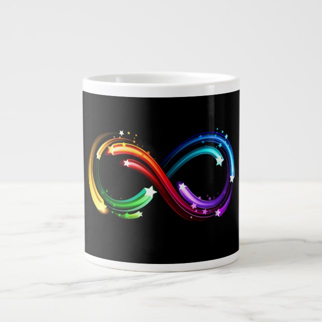 Caneca De Café Grande Símbolo do infinito de cometas arco-íris (Frente)