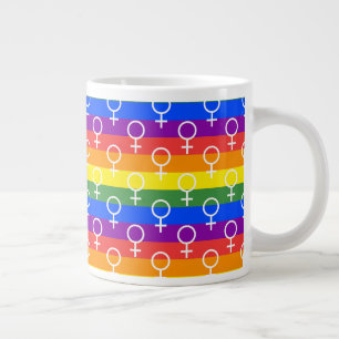 Caneca De Café Grande Símbolo feminino do padrão arco-íris